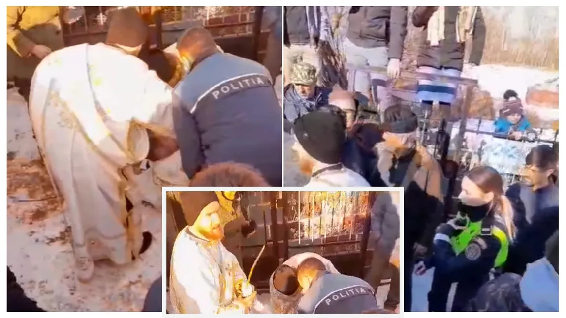Scandal ca la ușa cortului la o înmormântare în Suceava! Preotul s-a întins pe jos în fața cimitirului