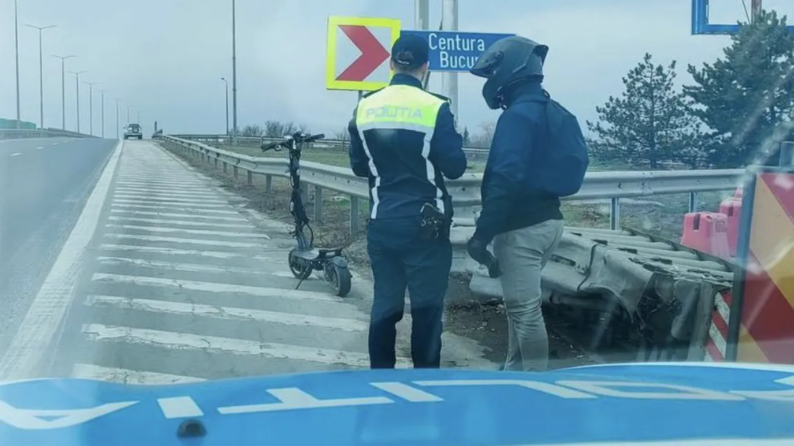 Cu trotineta pe Autostrada Soarelui. Ce amendă a luat după ce l-a prins 