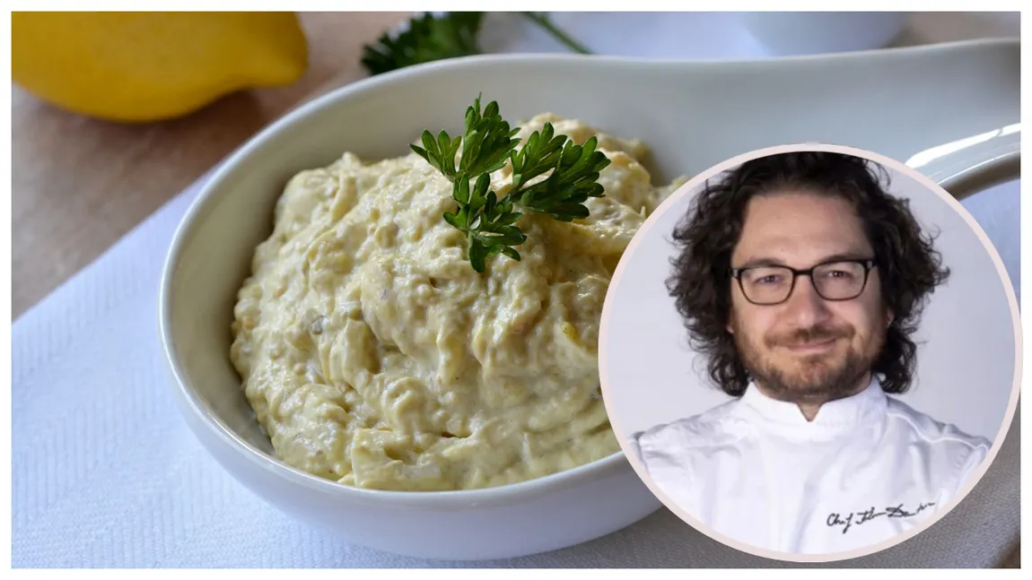 Cum se prepară rețeta lui chef Florin Dumitrescu de salată de vinete. Se face ușor și e delicioasă