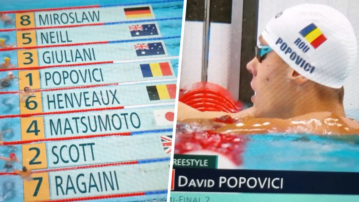 Jocurile Olimpice Paris 2024. David Popovici s-a calificat cu primul timp în finala probei de 200 de metri liber. Românul e favorit la medalia de aur