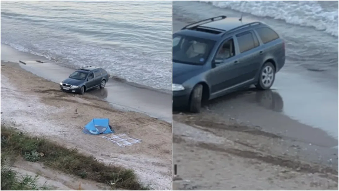 Un șofer a intrat cu mașina pe o plajă din România. Ce reacție a avut Poliția. VIDEO