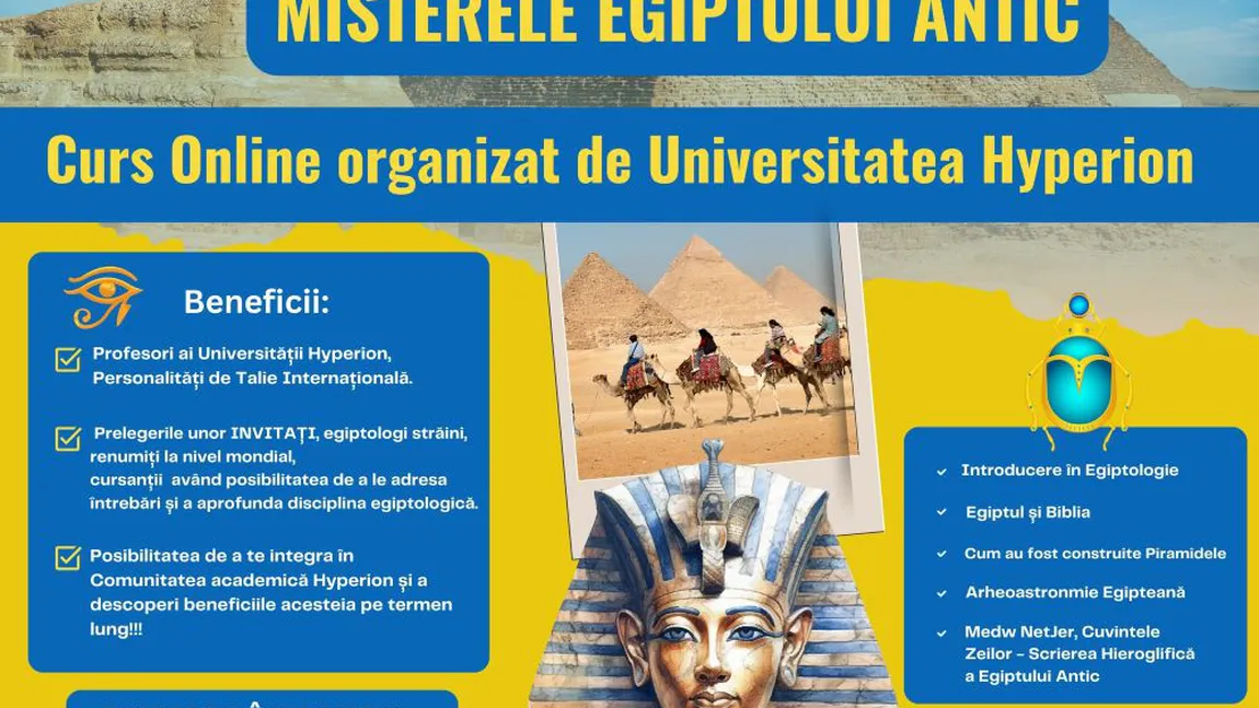 MISTERELE EGIPTULUI ANTIC – curs online organizat de Universitatea Hyperion