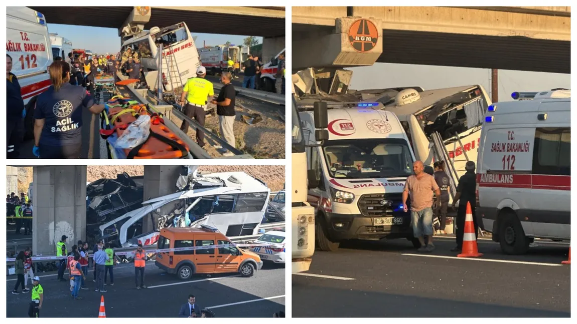 Accident teribil în Turcia! 10 oameni au murit, iar alți 26 sunt răniți după ce un autobuz s-a izbit violent de un pod