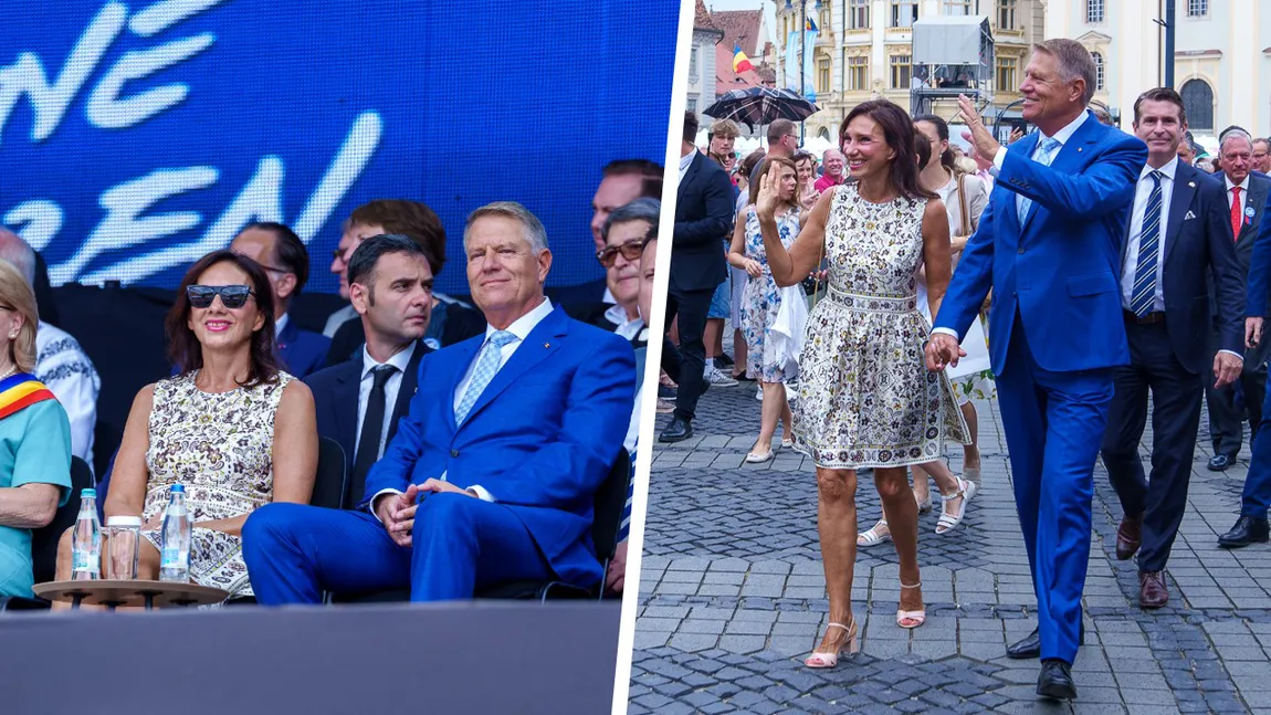 Prețul uriaș al rochiei purtate de Carmen Iohannis  la un eveniment, în Sibiu. Prima-doamnă a ales să se îmbrace de la un designer american, nu român GALERIE FOTO
