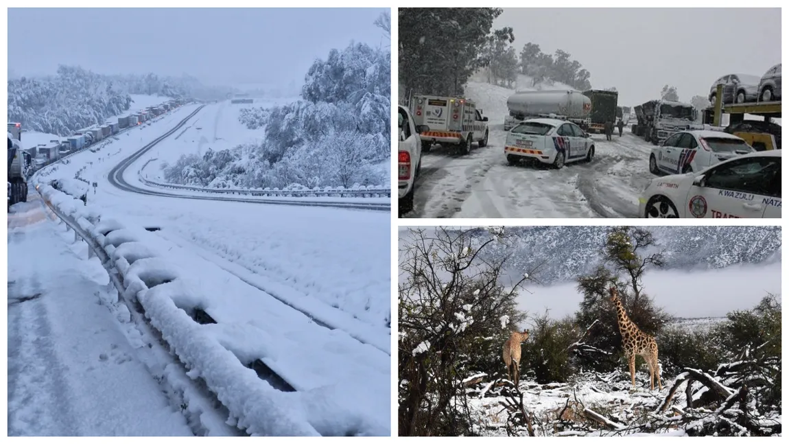 Ninge ca-n povești în Africa de Sud. Mai multe drumuri au fost blocate, după ce troienele de zăpadă au atins doi metri