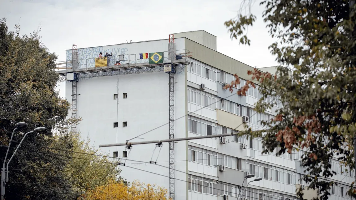 Cea mai mare pictură murală din București, realizată de Fabio, un artist brazilian GALERIE FOTO