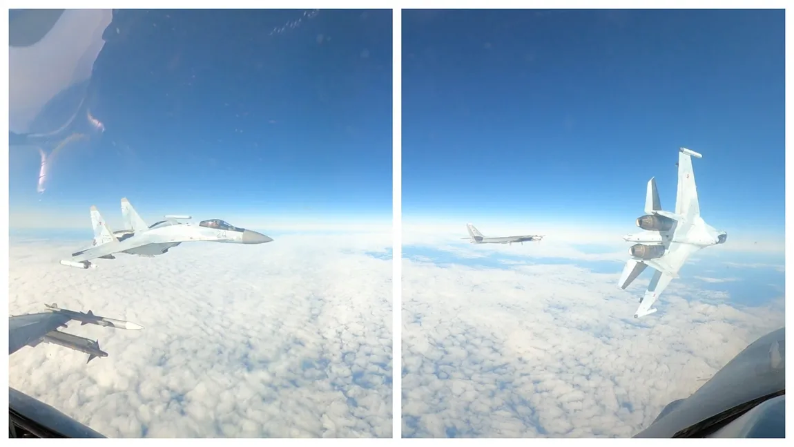 Imagini uluitoare! Un avion Su-35 aproape s-a ciocnit de un avion american, lângă Alaska. Pilotul american a detensionat situația