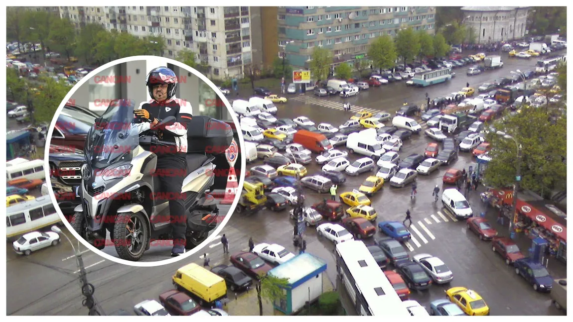 Bobiță din Las Fierbinți a găsit soluția miraculoasă pentru traficul din București. Uite cum arată Mihai Bobonete pe scuter, în geacă de piele