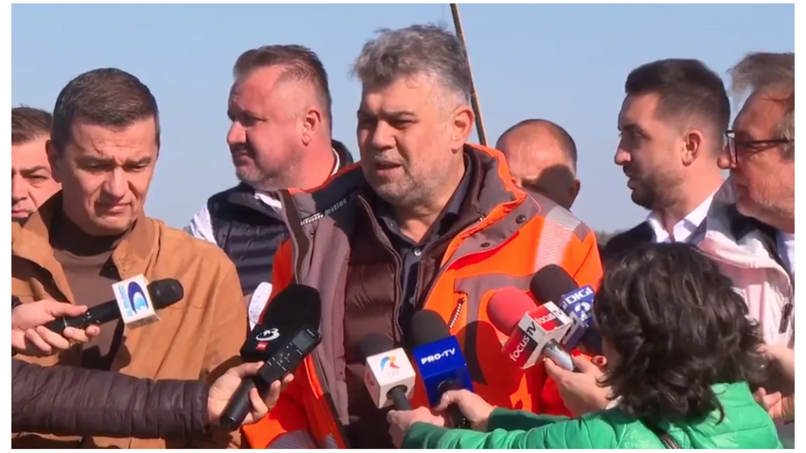 Marcel Ciolacu și Sorin Grindeanu, în vizită pe șantierul Autostrăzii A7. Anunț de ultimă oră despre stadiul lucrărilor