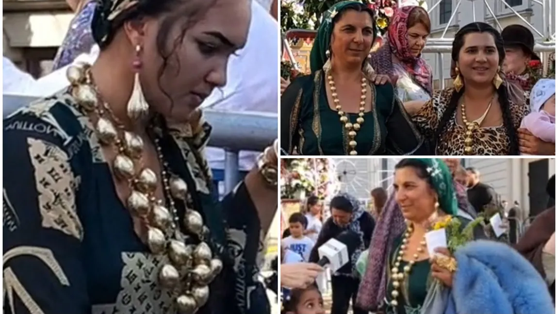 Mai multe femei de etnie romă și-au etalat gablonțurile din aur și blănurile la moaștele Sfintei Parascheva: 