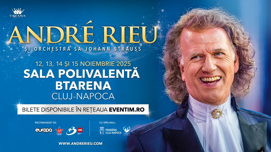 Concertele ANDRÉ RIEU, SOLD-OUT ÎN CÂTEVA ORE! Artistul anunță noi show-uri pe 12 și 15 noiembrie, la BTARENA din CLUJ-NAPOCA