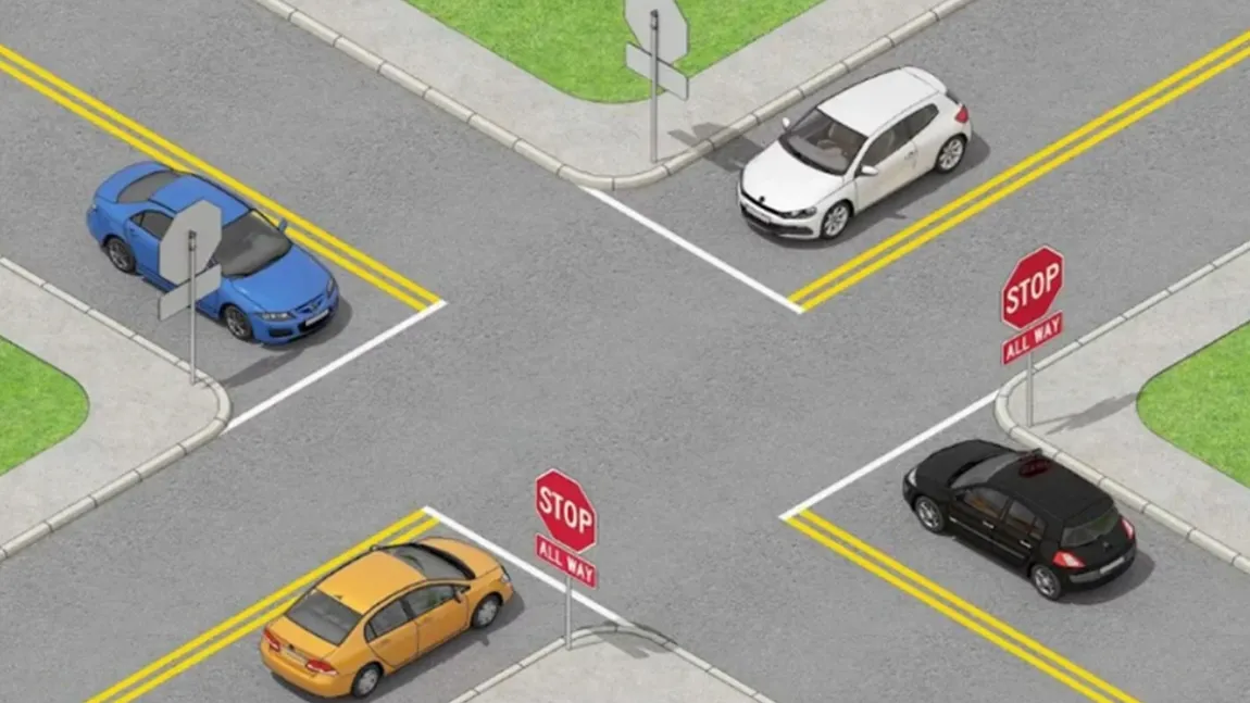 Test rutier. Doar cei mai experimentați șoferi știu care este prima mașină care va trece prin intersecție