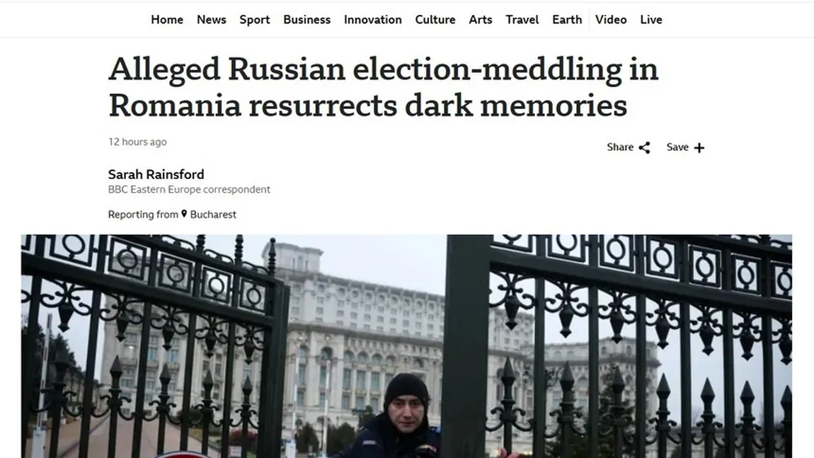 BBC, după ce CCR a anulat alegerile prezidenţiale: „Românii au unit punctele şi dau vina pe Moscova. Asta aduce amintiri negre pentru mulţi oameni