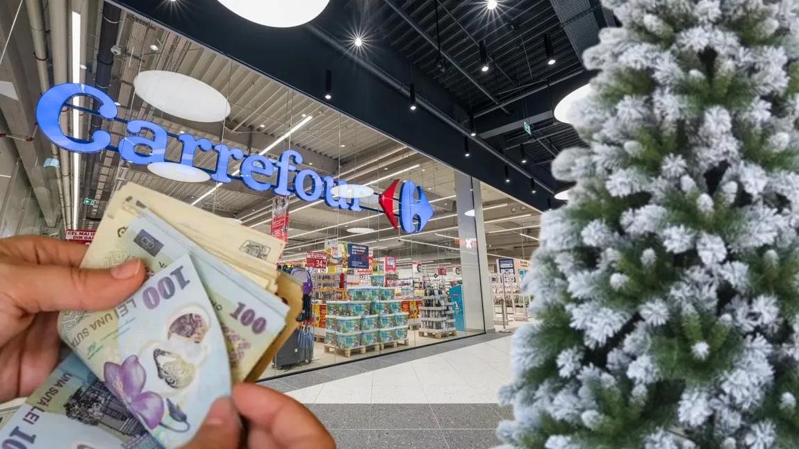 Cât costă un brad artificial în Carrefour, cu cinci zile înainte de Crăciun. Românii ajung cu bradul împodobit și cu portofelul golit