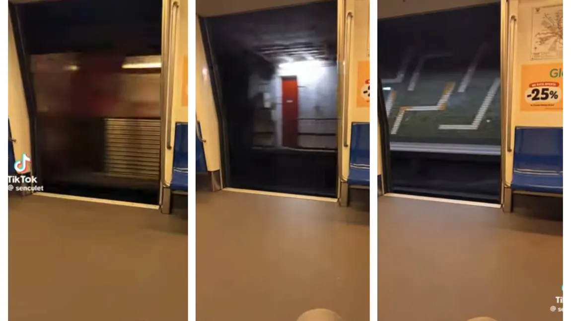 Imagini șocante surprinse pe Magistrala M1. Un tren de metrou plin cu călători a circulat cu ușile deschise