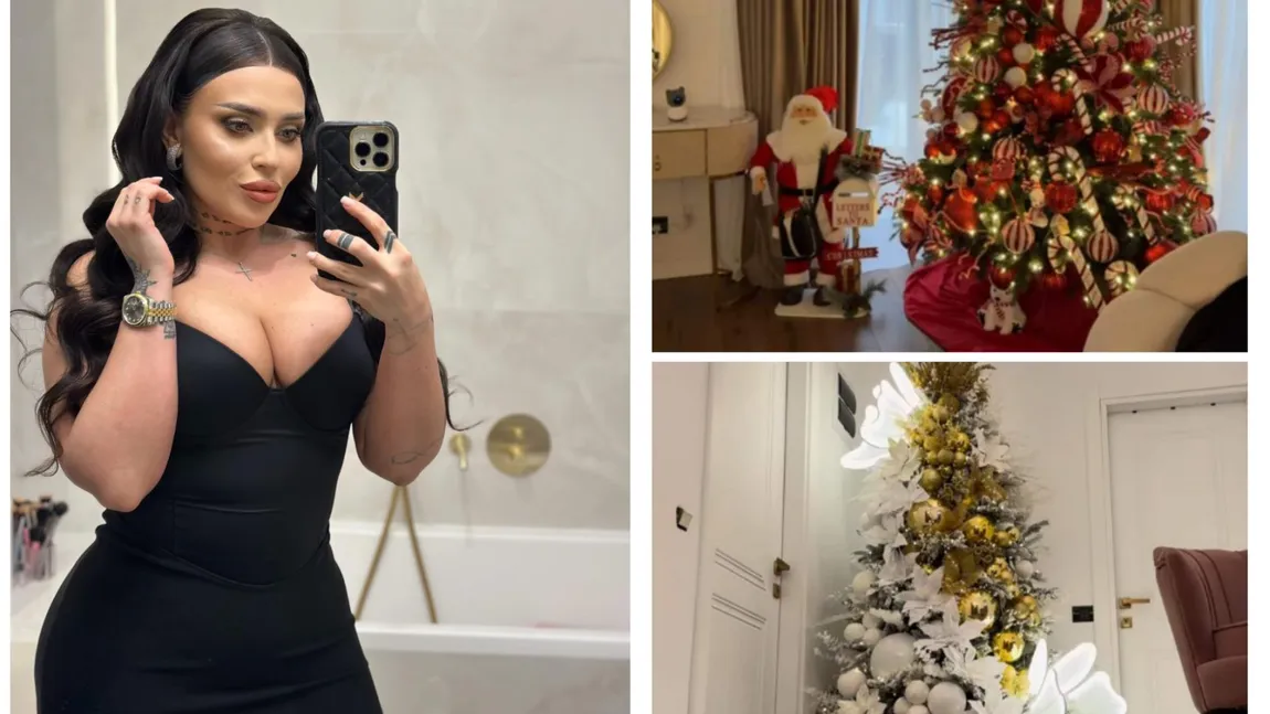 Oana Radu a făcut furori pe Internet cu brazii de Crăciun. Unul are ornamente albe și aurii, iar celalălalt roșii