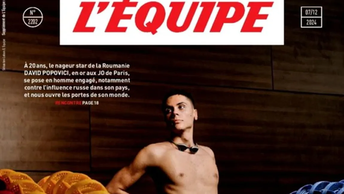 David Popovici, pe coperta revistei L’Equipe. Înotătorul român este văzut drept „dușmanul influenței Rusiei în România“