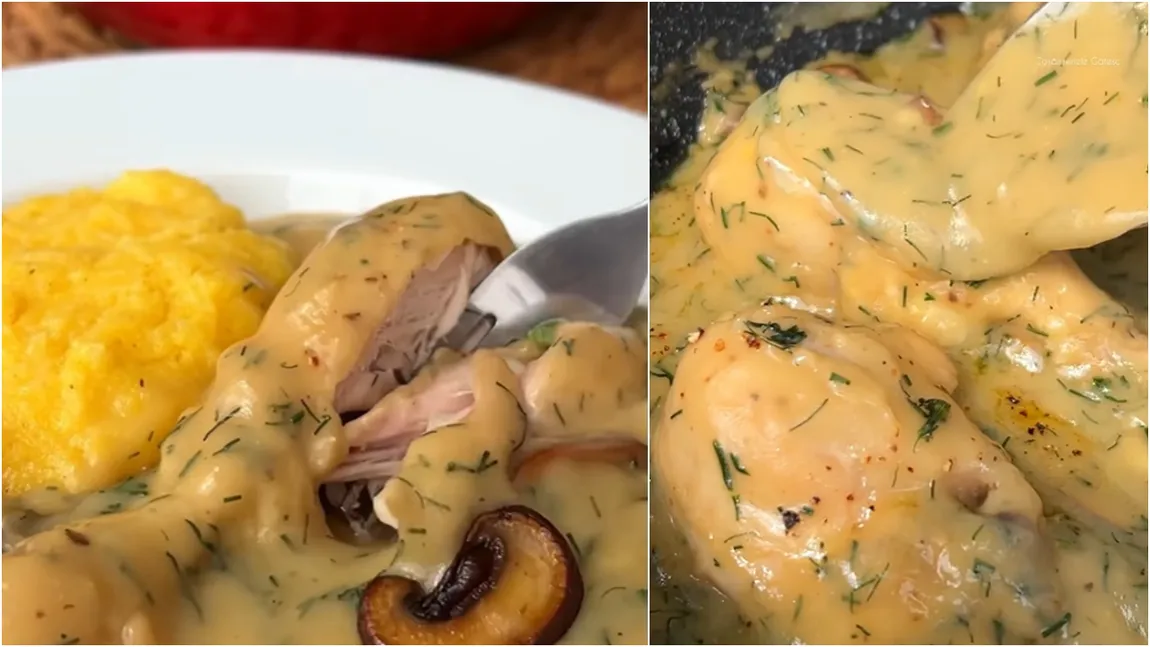 Rețetă de weekend. Ciulama de pui cu ciuperci, un adevărat deliciu