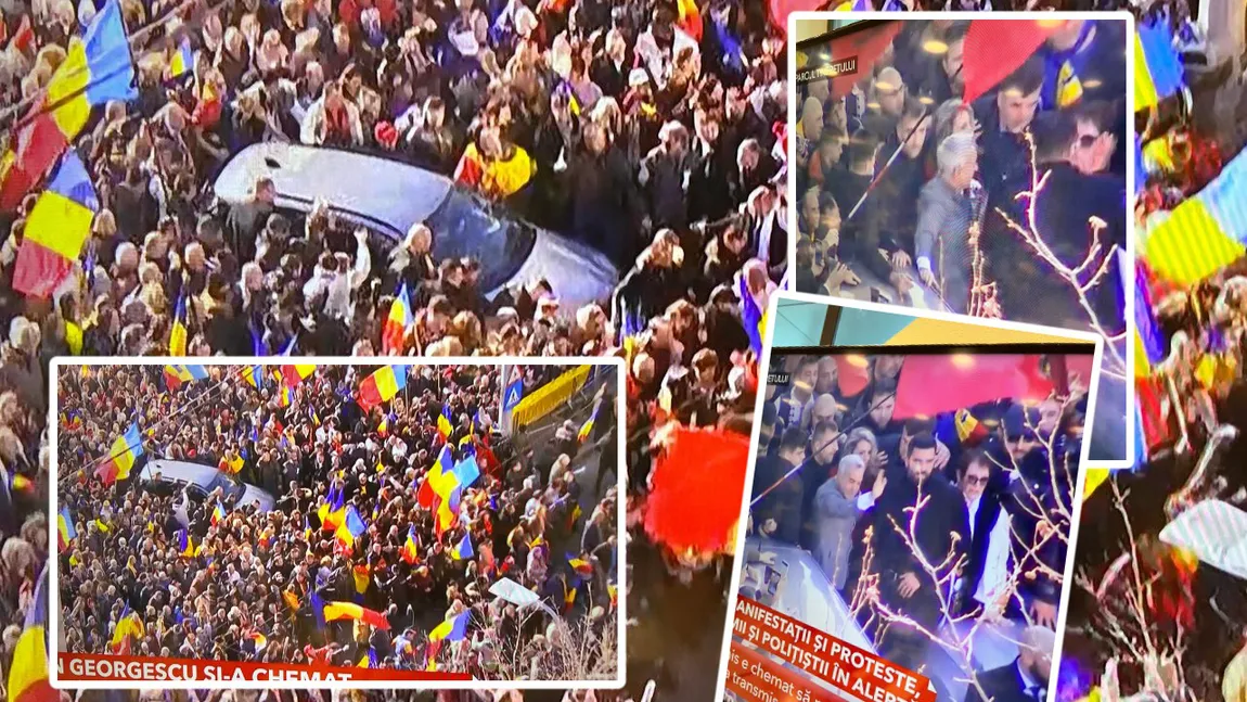 Călin Georgescu, în mijlocul mulțimii la manifestația din Parcul Tineretului. Lumea s-a călcat în picioare să dea mâna cu el. Oamenii au rupt gardurile de protecție instalate de jandarmi și au plecat în marș prin Capitală. Jandarmii s-au mobilizat în Piața Victoriei