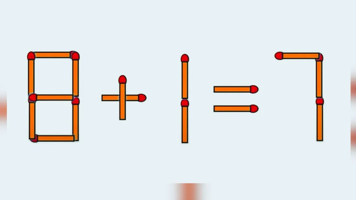 Test IQ. Corectați ecuația 8 + 1 = 7, mutând un singur băț de chibrit