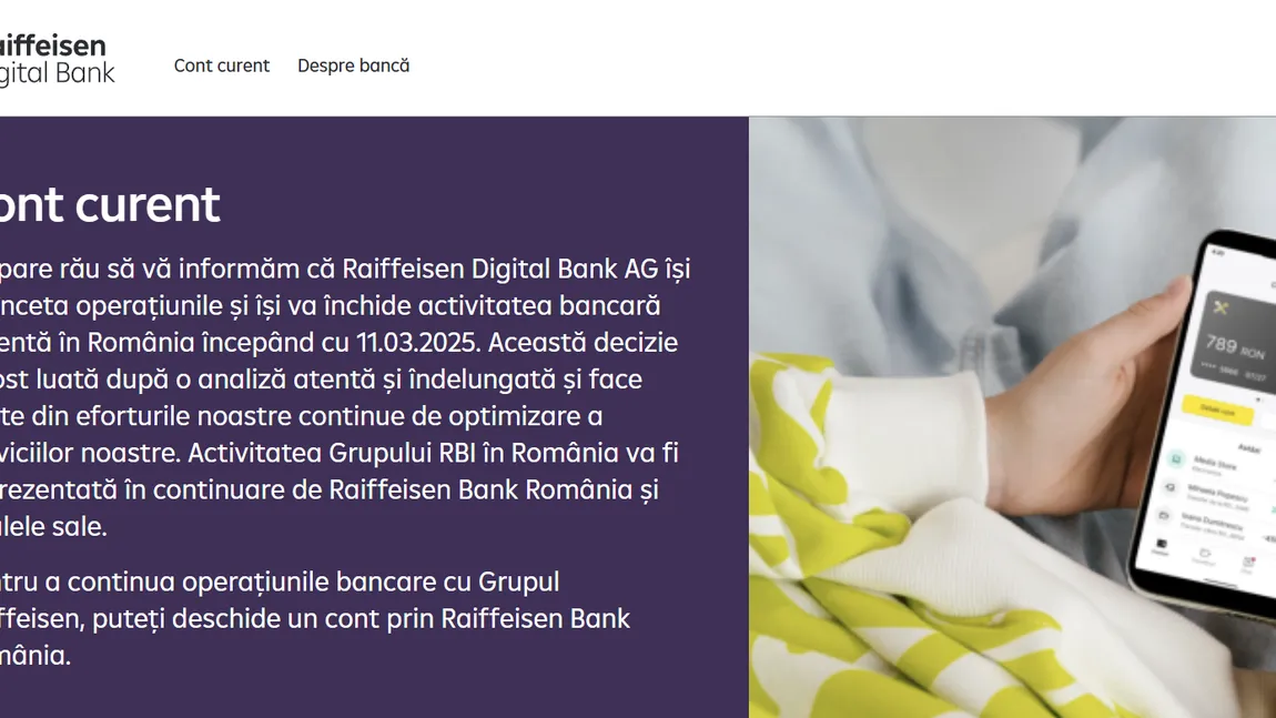 Anunţul Raiffeisen Digital Bank pentru toţi clienţii din România. Operaţiunile se sitează începând cu 11 martie 2025