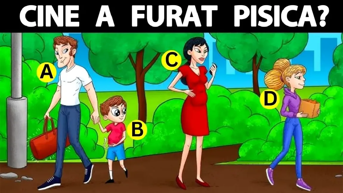 Test IQ. Care dintre cei patru oameni a furat pisica? Ai doar 10 secunde la dispoziție