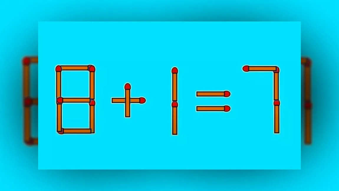 Test IQ pentru genii. Corectează ecuația 8+1=7 mutând un singur băț de chibrit