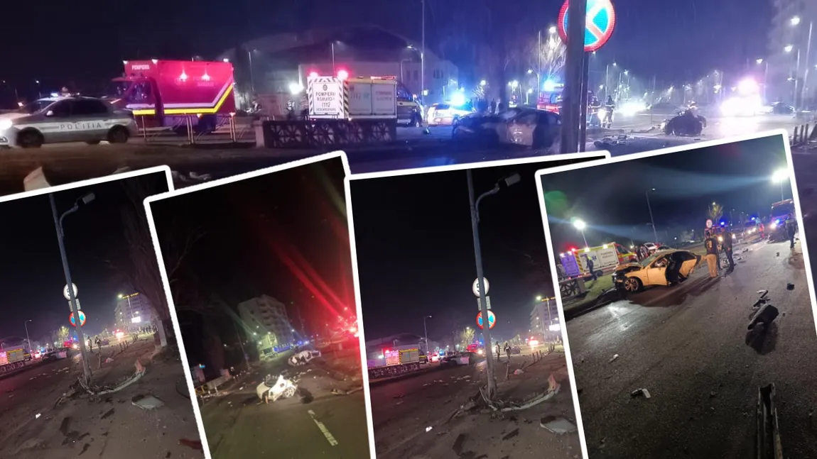 Un tânăr a murit, trei sunt în stare critică, după ce mașina lor a izbit un stâlp și s-a rupt în două