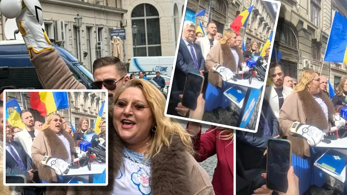 VIDEO Diana Șoșoacă și-a depus candidatura la alegerile prezidențiale, în mănuși de box. Circ penibil în față la Biroul Electoral Central: „Dacă nu voi fi lăsată să candidez, praful și pulberea se vor alege de alegerile voastre”