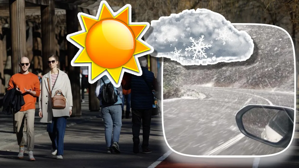 Prognoza meteo, vreme la extreme. Inversiune termică lapoviţă şi ninsori la munte, aproape 25 de grade Celsius în sud