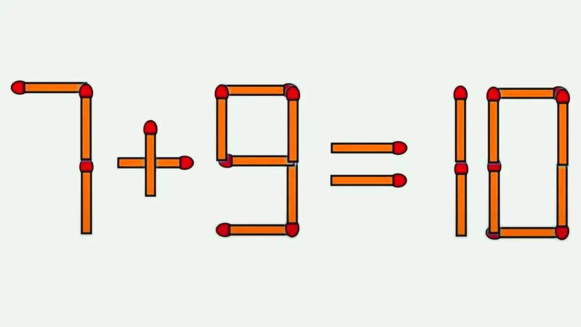 Test IQ. Corectați ecuația 7+9=10, mutând un singur băț de chibrit. Doar cele mai agere minți reușesc să afle răspunsul corect în 10 secunde