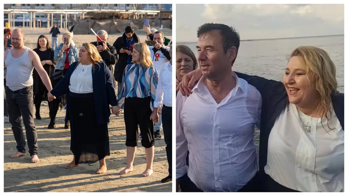 Diana Șoșoacă a pozat pe plajă, udă, în cămașă albă. Imaginile incendiare publicate de președinta SOS România GALERIE FOTO