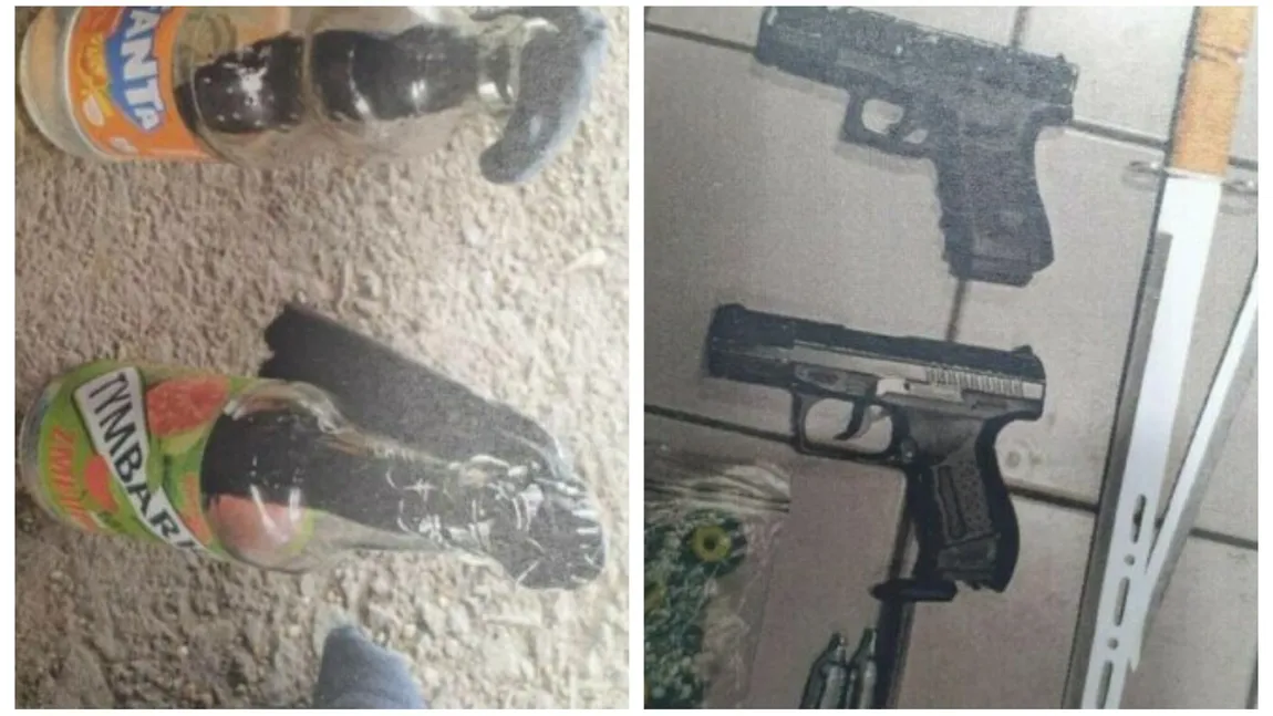 Incident grav în Capitală. 12 tineri, dintre care 10 minori, prinși în apropierea unui mall cu un arsenal de pistoale airsoft, sticle incendiare și arme albe