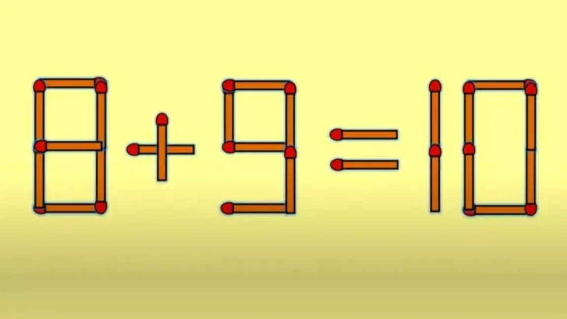 Test IQ pentru minți sclipitoare! Rezolvă ecuația 8+9=10 mutând un singur băț de chibrit