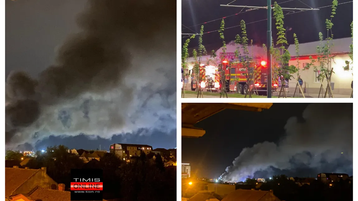 Incendiu puternic la Timișoara. Zeci de mașini au fost cuprinse de flăcări