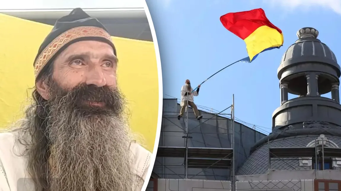 Stegarul Dac, susținător înverșunat al lui Călin Georgescu, și-a tăiat brățara de supraveghere și s-a cocoțat pe o schelă din Piața Universității