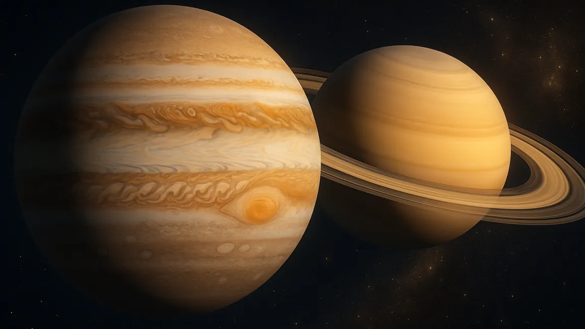 Giganții cerului - JUPITER și SATURN - se întâlnesc pe cer în 15 iunie 2025. Moment de cotitură pentru zodii 