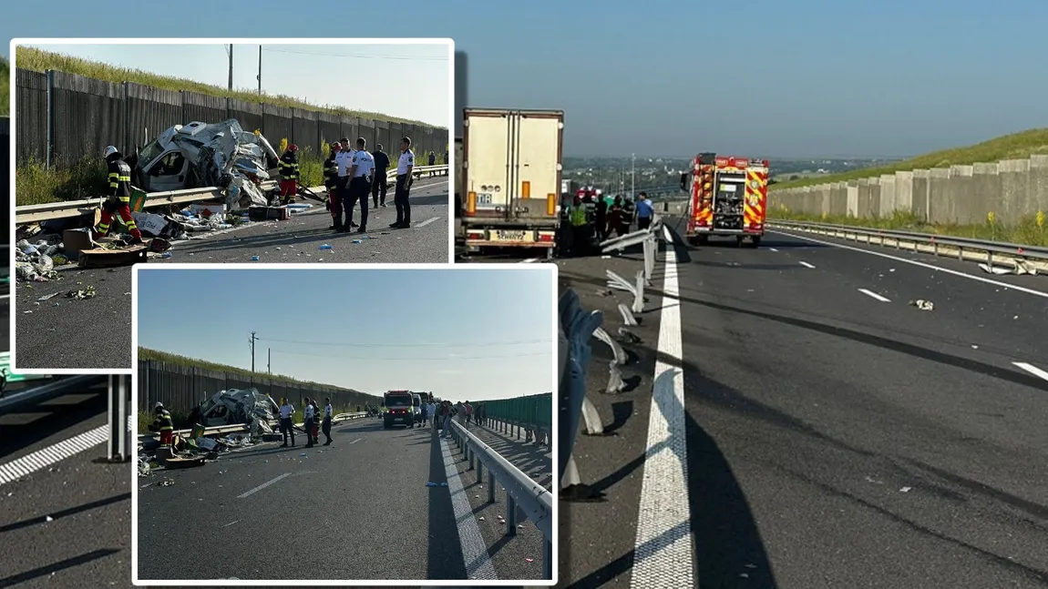 Accident grav pe Drumul Expres Craiova - Pitești între o dubă și un TIR