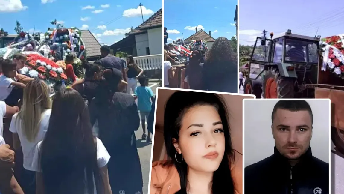 Imagini dureroase de la înmormântarea Andei, tânăra de 23 de ani ucisă de Emil Gânj. Criminalul este dat în urmărire