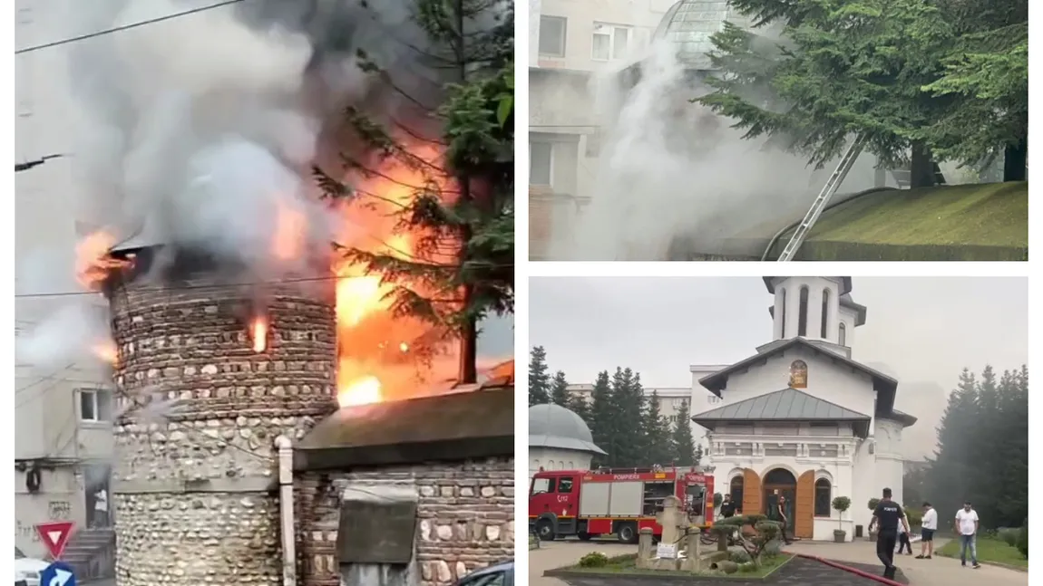 Incendiu violent la biserica Mavrodolu din Piteşti, o persoană rănită VIDEO