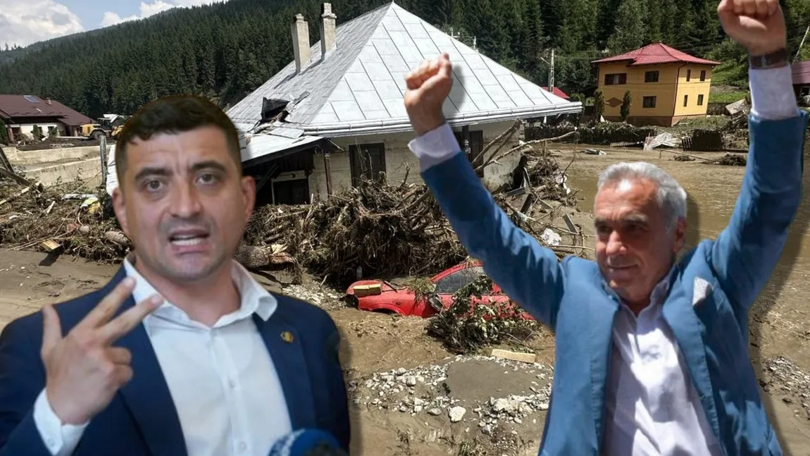 George Simion îl copiază pe Călin Georgescu. Liderul AUR s-a dus în mijlocul sinistraților de la Broșteni: „Avem salopete, cizme. Important e să ajutăm”
