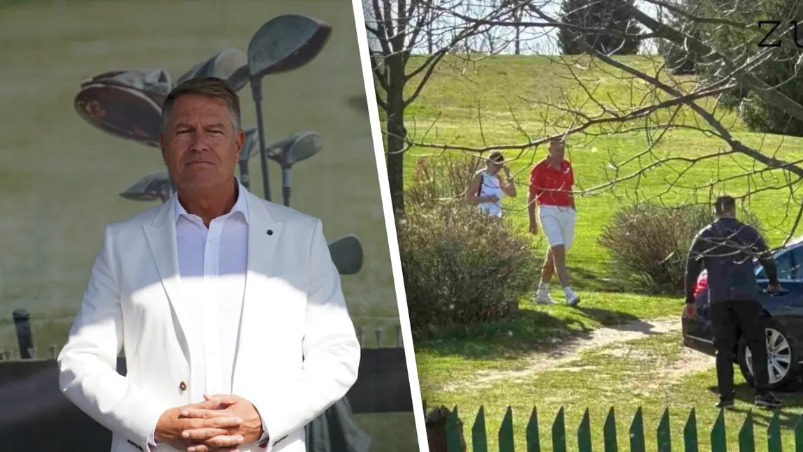 Pași mici pentru țară, dar mari pentru... GOLF. Klaus Iohannis lovește din nou - mingea, nu sistemul. Fostul președinte și-a învățat și soția cum să țină crosa în mână