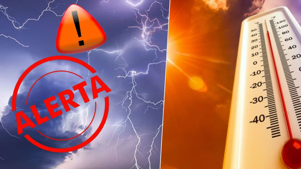 Avertizări meteo emise de ANM! Cod roșu, portocaliu și galben de caniculă. În anumite zone din țară sunt așteptate ploi torențiale și vijelii