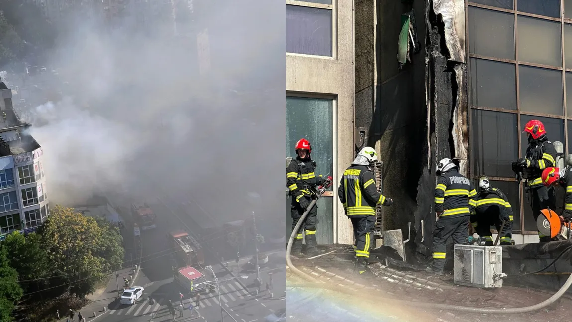 Incendiu puternic la Hotelul Sir din București. Peste 30 de persoane au fost evacuate, risc de extindere a flăcărilor la terasa hotelului VIDEO