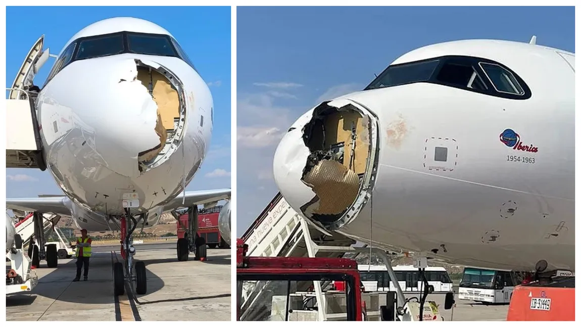 La un pas de o tragedie aviatică! Un avion a aterizat de urgență după ce a lovit o pasăre de mari dimensiuni. Aeronava a fost distrusă parțial