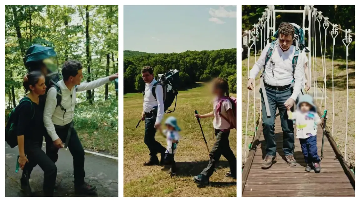 Așa președinte nu s-a mai văzut! Imagini fabuloase cu Nicușor Dan, în drumeție pe munte, la cămașă albă, alături de Mirabela și cei doi copii