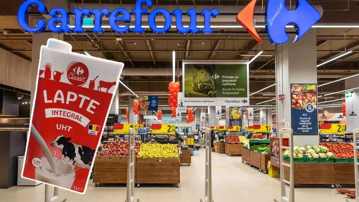 Ce ingrediente conține cel mai ieftin lapte din Carrefour. Laptele UHT, care costă puțin peste 5 lei, este unul dintre cele mai cumpărate produse