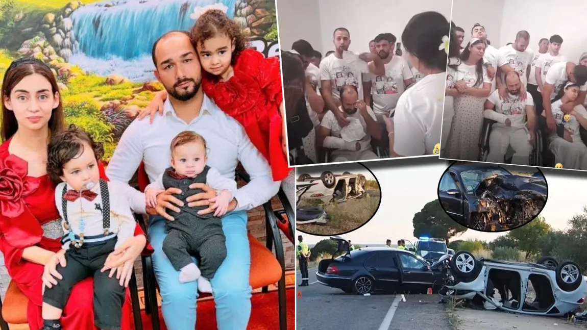 Imagini sfâșietoare cu românii care și-au pierdut cei 3 copii în accidentul teribil din Spania. Părinții au fost duși la priveghi pentru a-și vedea îngerașii