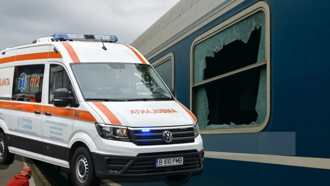 Accident cumplit într-un tren CFR. Două fetițe de 9 și 12 ani au ajuns de urgență la spital după ce un geam a căzut peste ele în vagon