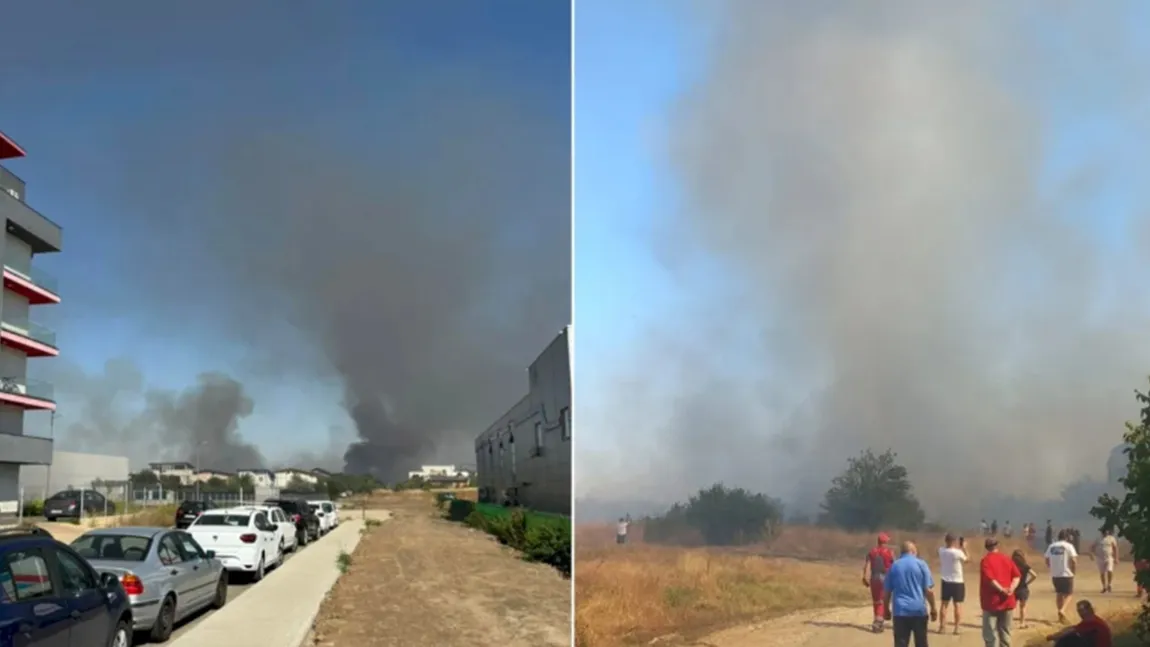 Incendiu puternic lângă București, s-a emis RO-Alert. Flăcările se extind rapid, casele oamenilor sunt în pericol FOTO + VIDEO